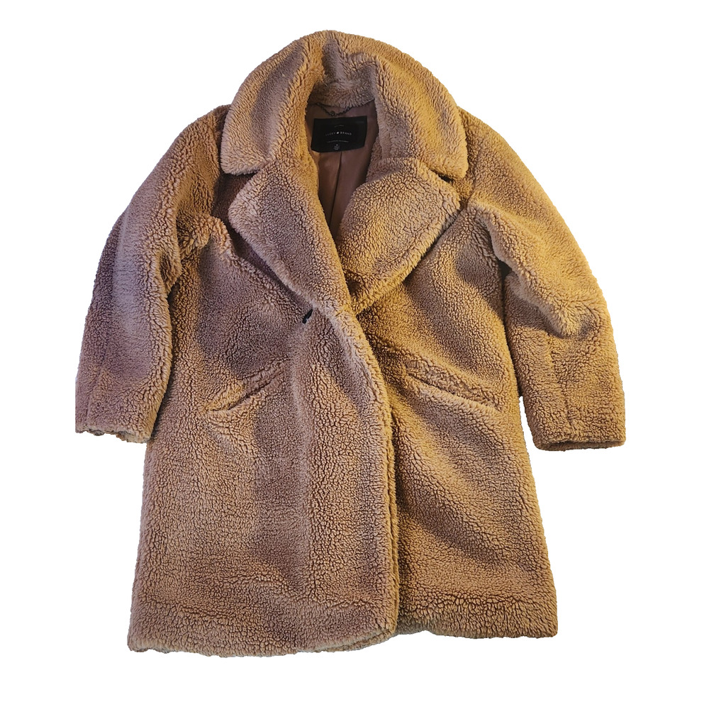 Lucky Brand Women Coat Size Medium Teddy Faux Fur Shearling Jacket